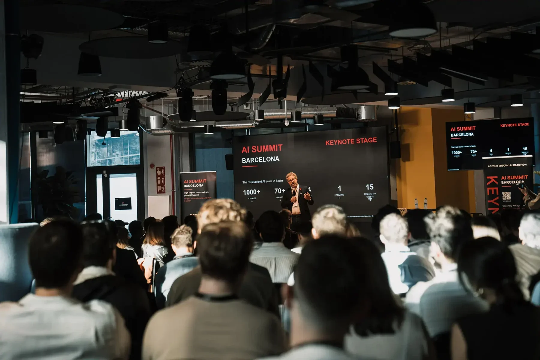Keynote stage viewed from the audience at AI Summit Barcelona