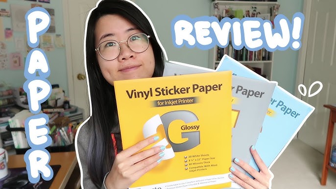A creator reviewing Homsto vinyl sticker paper