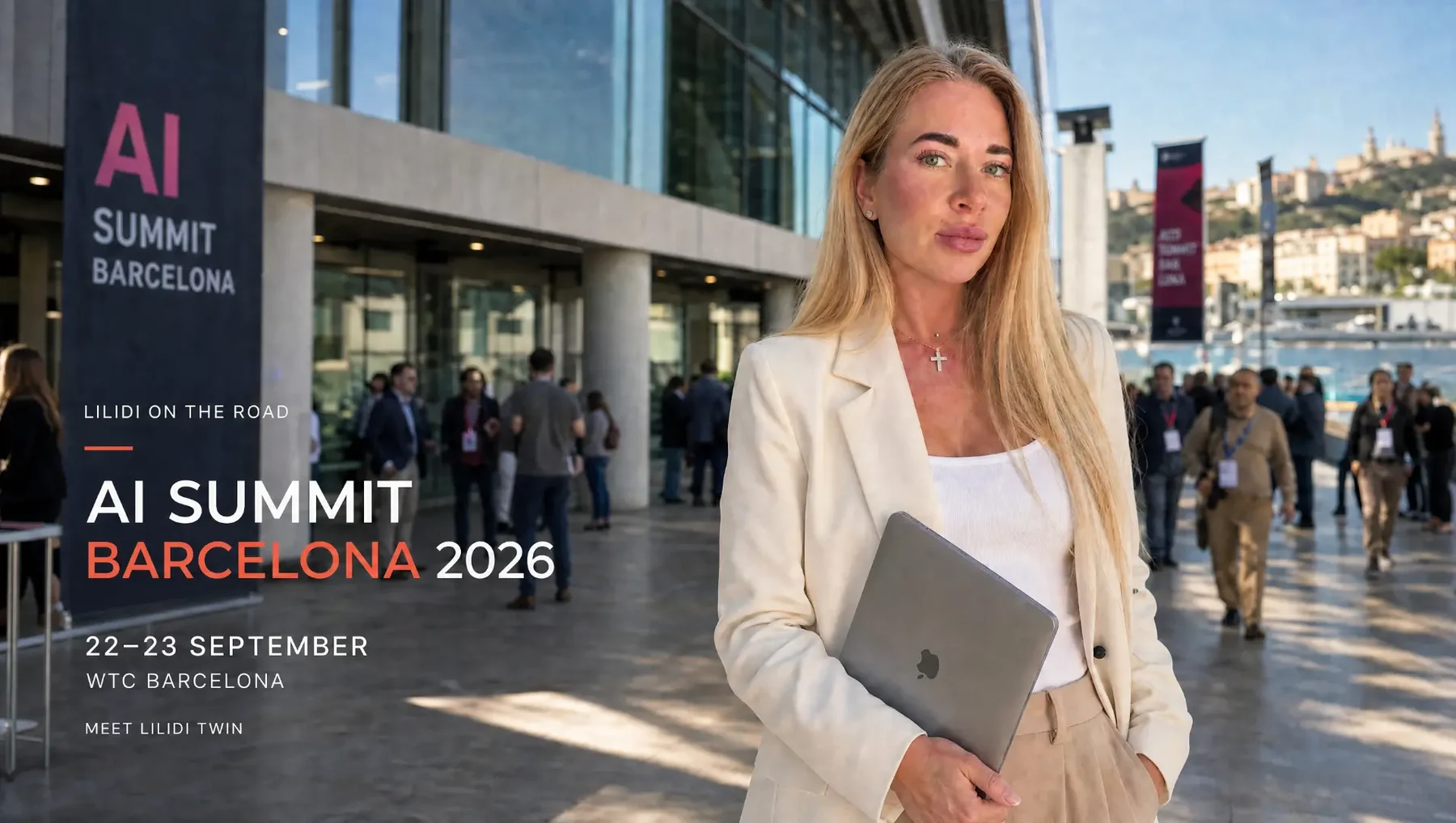 Tetiana Stepanets at AI Summit Barcelona 2026 introducing Lilidi Twin.